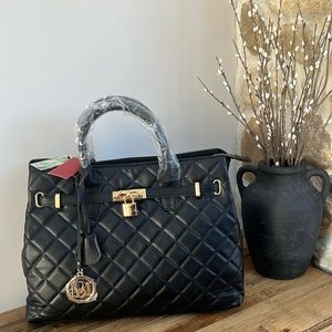 NWT Badgley Mischka Black Diamond Quilted Tote